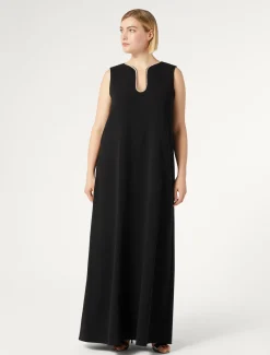 Marina Rinaldi Robe longue en cady avec strass NOIR New
