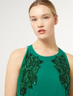 Marina Rinaldi Robe longue en cady avec broderie VERT Hot