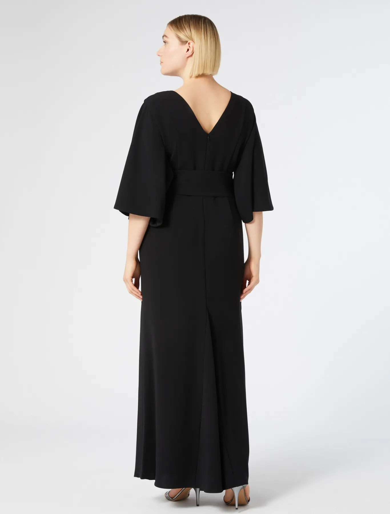 Marina Rinaldi Robe longue en cady avec broderie NOIR Clearance