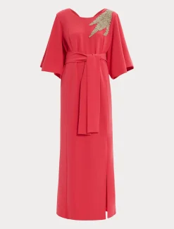 Marina Rinaldi Robe longue en cady avec broderie GERANIUM Outlet