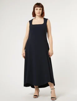 Marina Rinaldi Robe longue en cady triacétate BLEUNUIT New