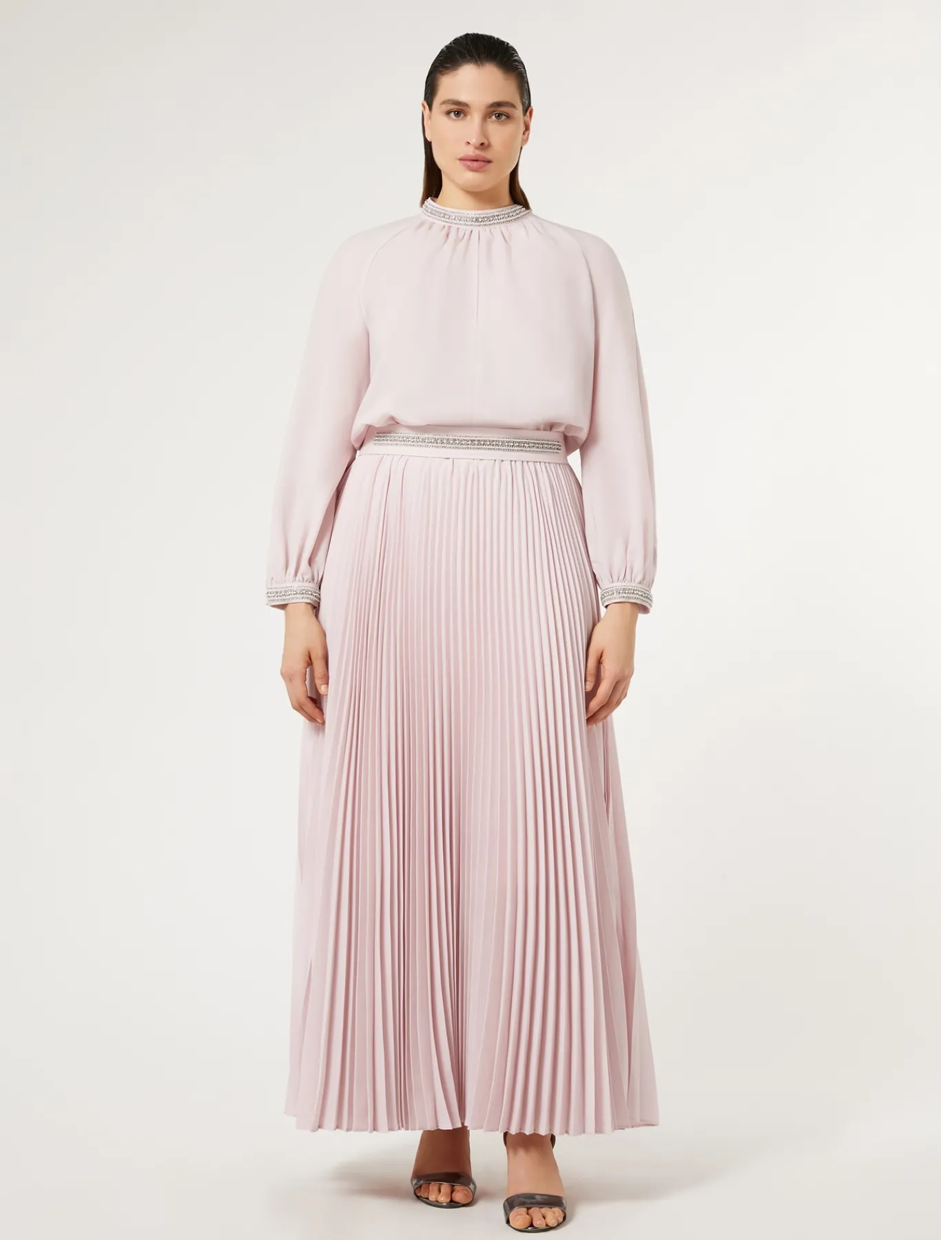 Marina Rinaldi Robe longue en crêpe avec broderies ROSE Clearance
