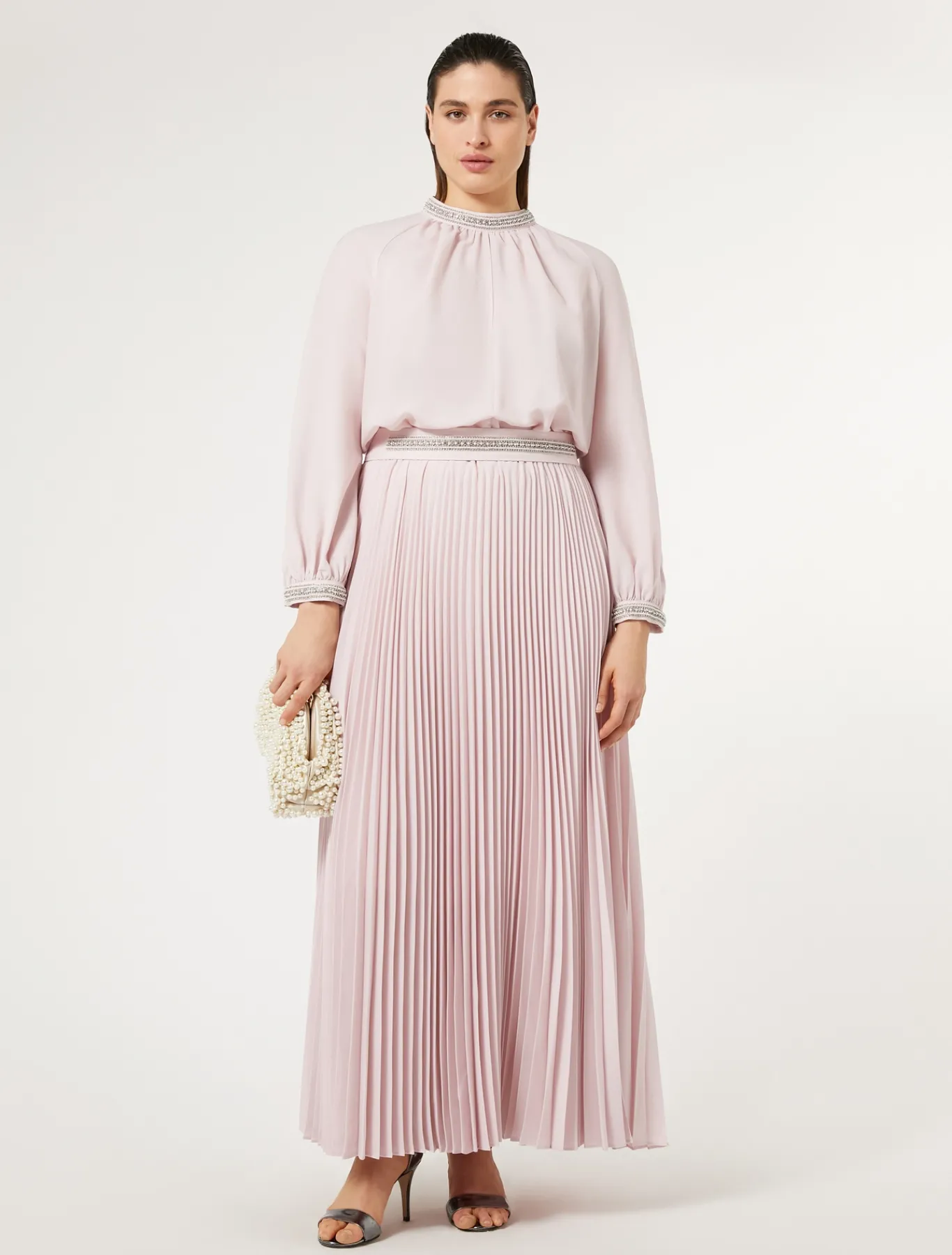 Marina Rinaldi Robe longue en crêpe avec broderies ROSE Clearance