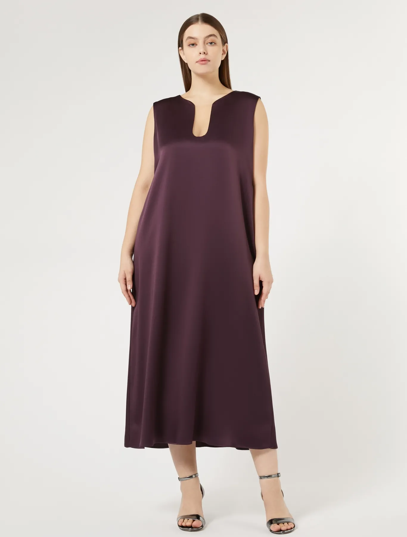 Marina Rinaldi Robe longue en crêpe envers satin BORDEAUX Best