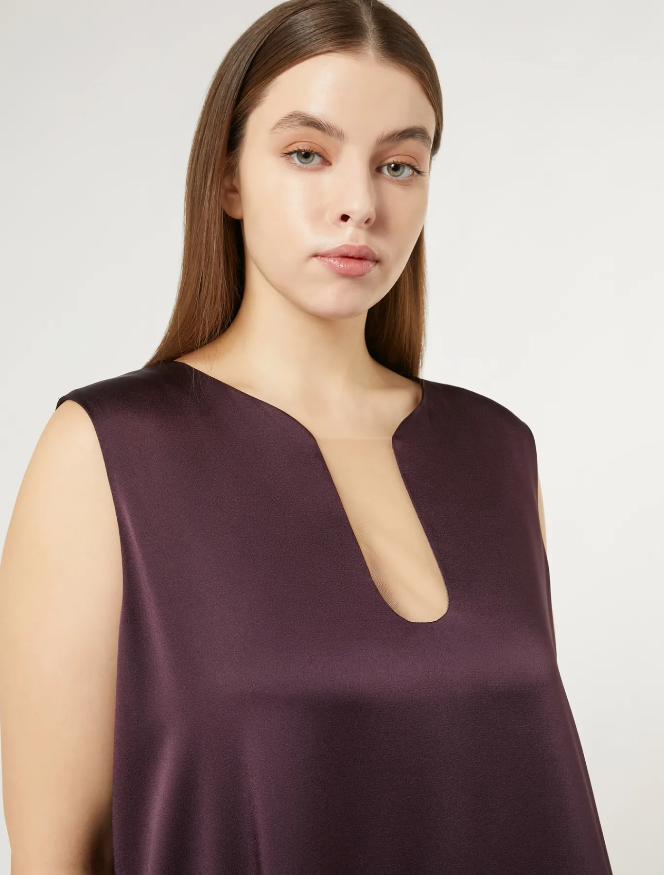 Marina Rinaldi Robe longue en crêpe envers satin BORDEAUX Best