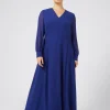 Marina Rinaldi Robe longue en crêpe georgette BLEUET Clearance