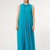 Marina Rinaldi Robe longue en crêpe georgette TURQUOISE Discount