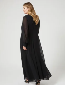 Marina Rinaldi Robe longue en crêpe georgette NOIR Clearance