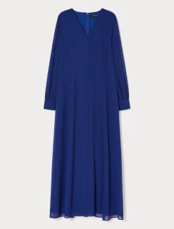 Marina Rinaldi Robe longue en crêpe georgette BLEUET Clearance