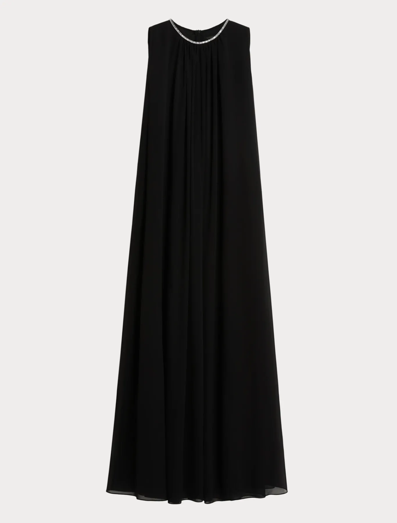 Marina Rinaldi Robe longue en crêpe georgette NOIR New