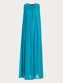 Marina Rinaldi Robe longue en crêpe georgette TURQUOISE Discount