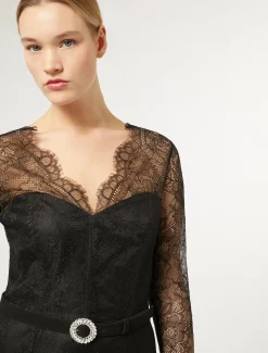 Marina Rinaldi Robe longue en dentelle NOIR Online