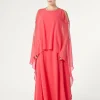 Marina Rinaldi Robe longue en georgette de soie ROSE Best