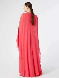 Marina Rinaldi Robe longue en georgette de soie ROSE Best