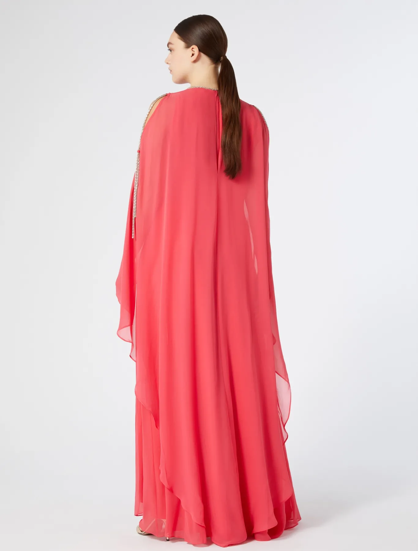 Marina Rinaldi Robe longue en georgette de soie ROSE Best
