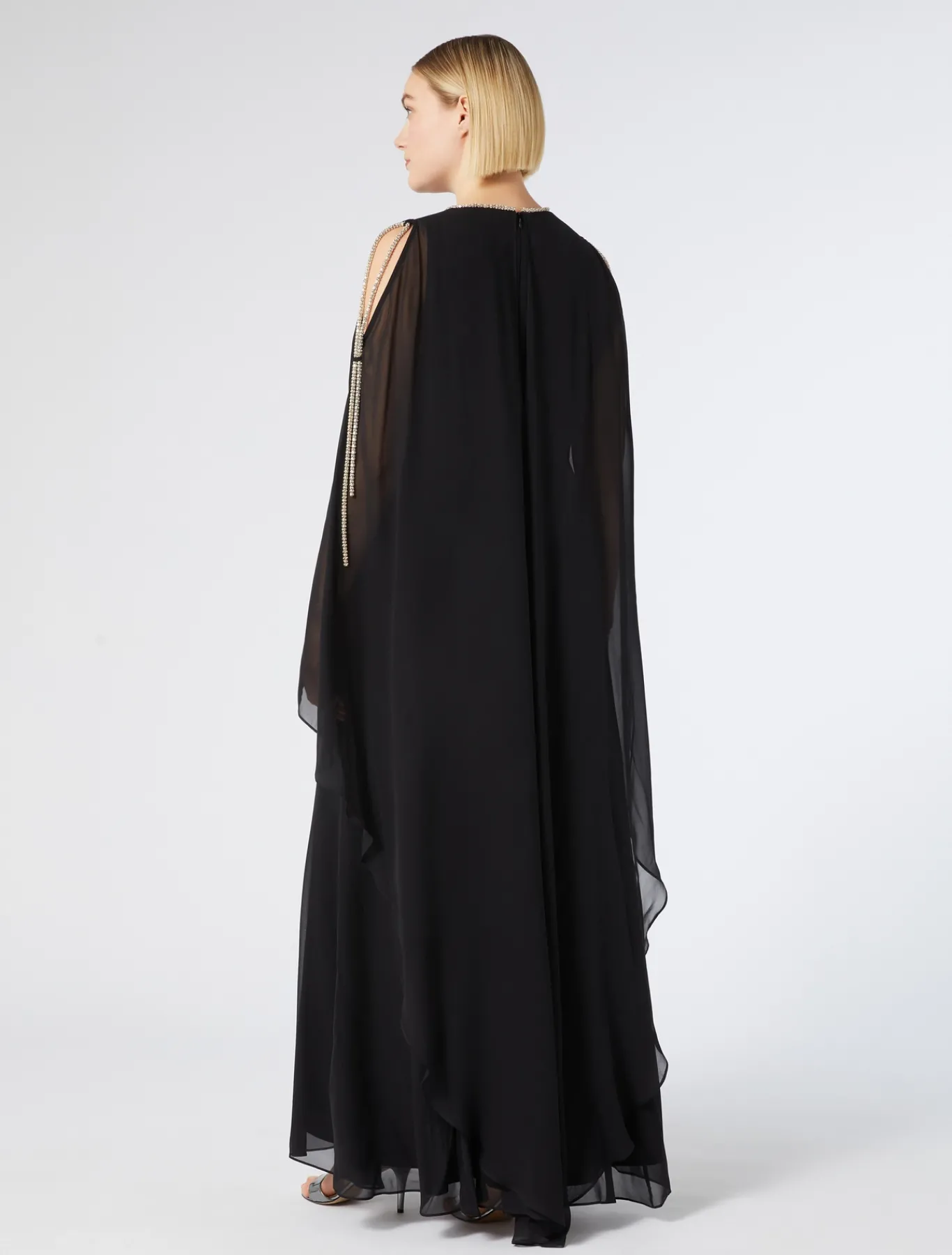 Marina Rinaldi Robe longue en georgette de soie NOIR Online