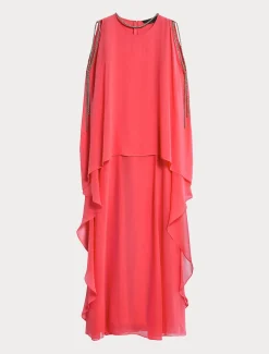 Marina Rinaldi Robe longue en georgette de soie ROSE Best