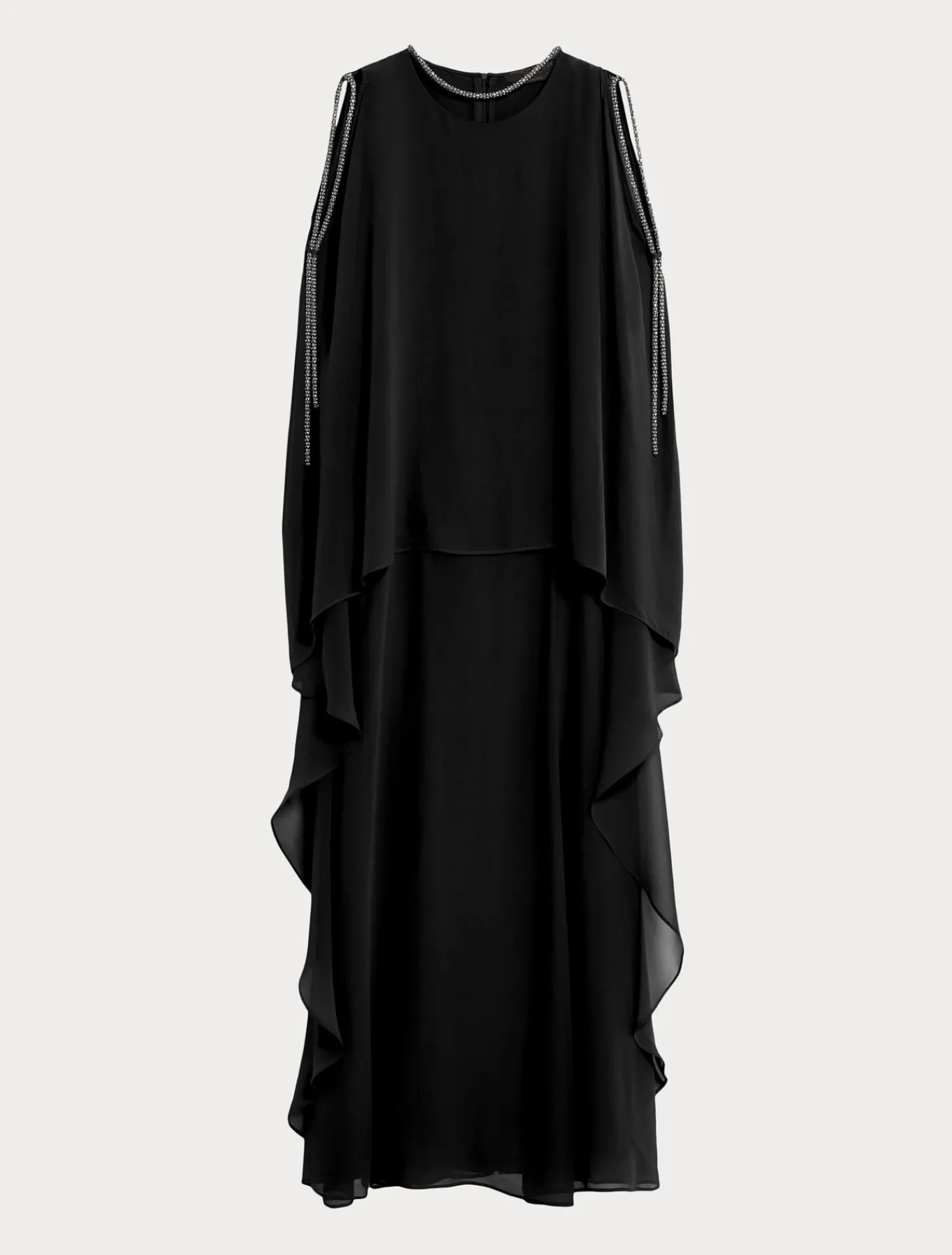 Marina Rinaldi Robe longue en georgette de soie NOIR Online