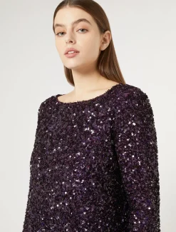 Marina Rinaldi Robe longue en paillettes BORDEAUX Fashion