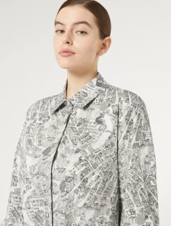Marina Rinaldi Robe longue en popeline imprimée BLANCNEUTRE Online