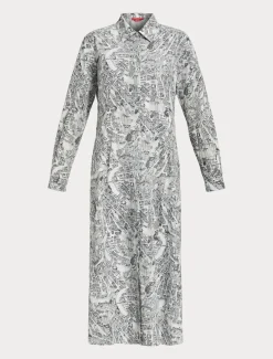 Marina Rinaldi Robe longue en popeline imprimée BLANCNEUTRE Online