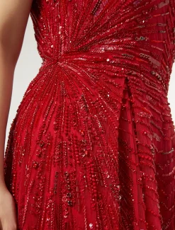 Marina Rinaldi Robe longue en tulle avec broderie ROUGE Best