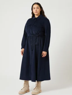 Marina Rinaldi Robe longue en velours BLEU Sale
