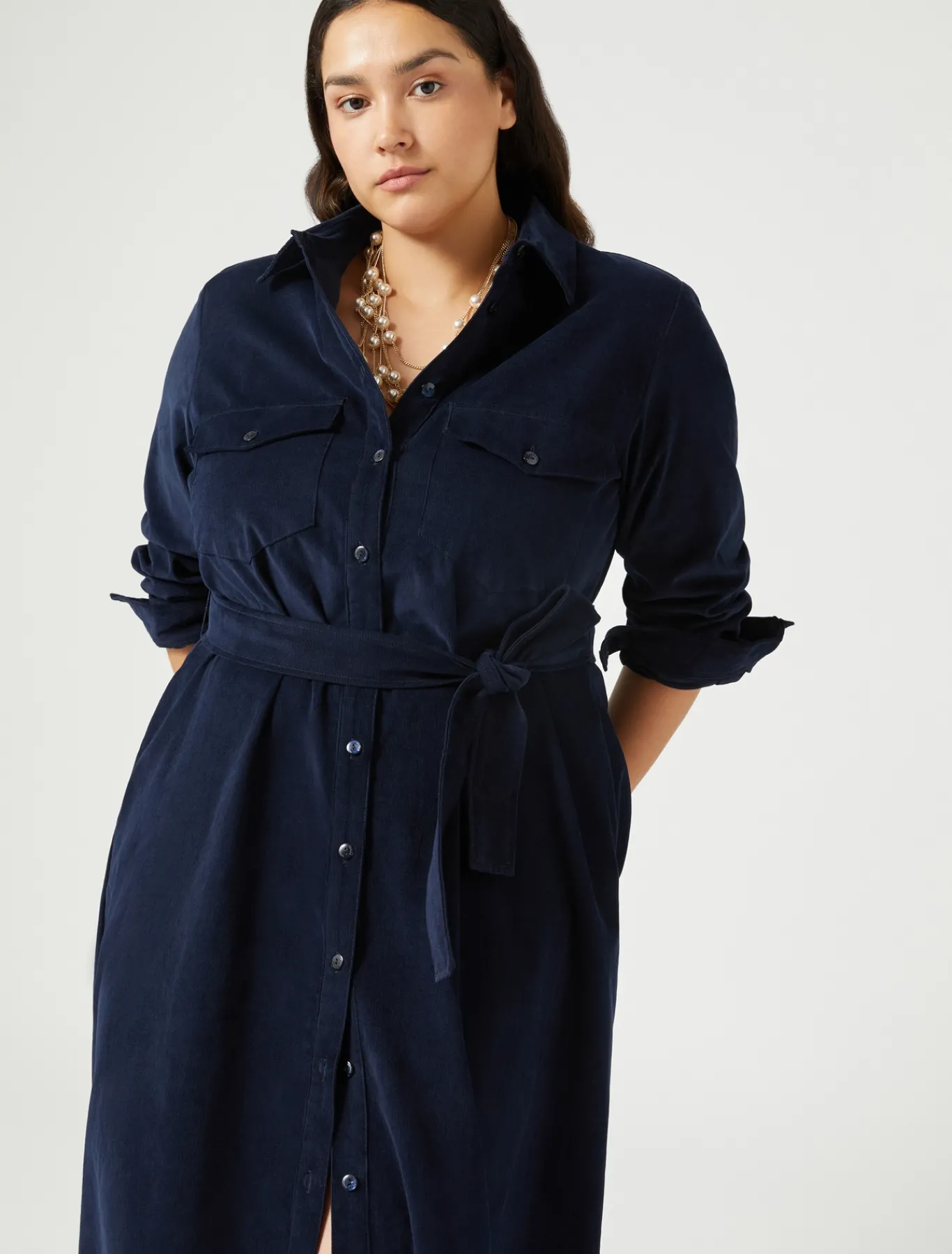 Marina Rinaldi Robe longue en velours BLEU Sale