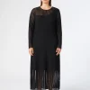 Marina Rinaldi Robe longue en viscose côtelée NOIR New