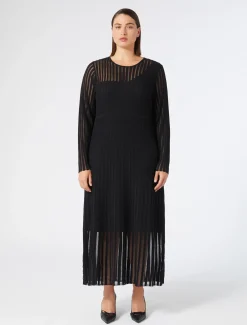Marina Rinaldi Robe longue en viscose côtelée NOIR New