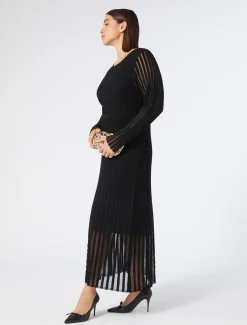 Marina Rinaldi Robe longue en viscose côtelée NOIR New