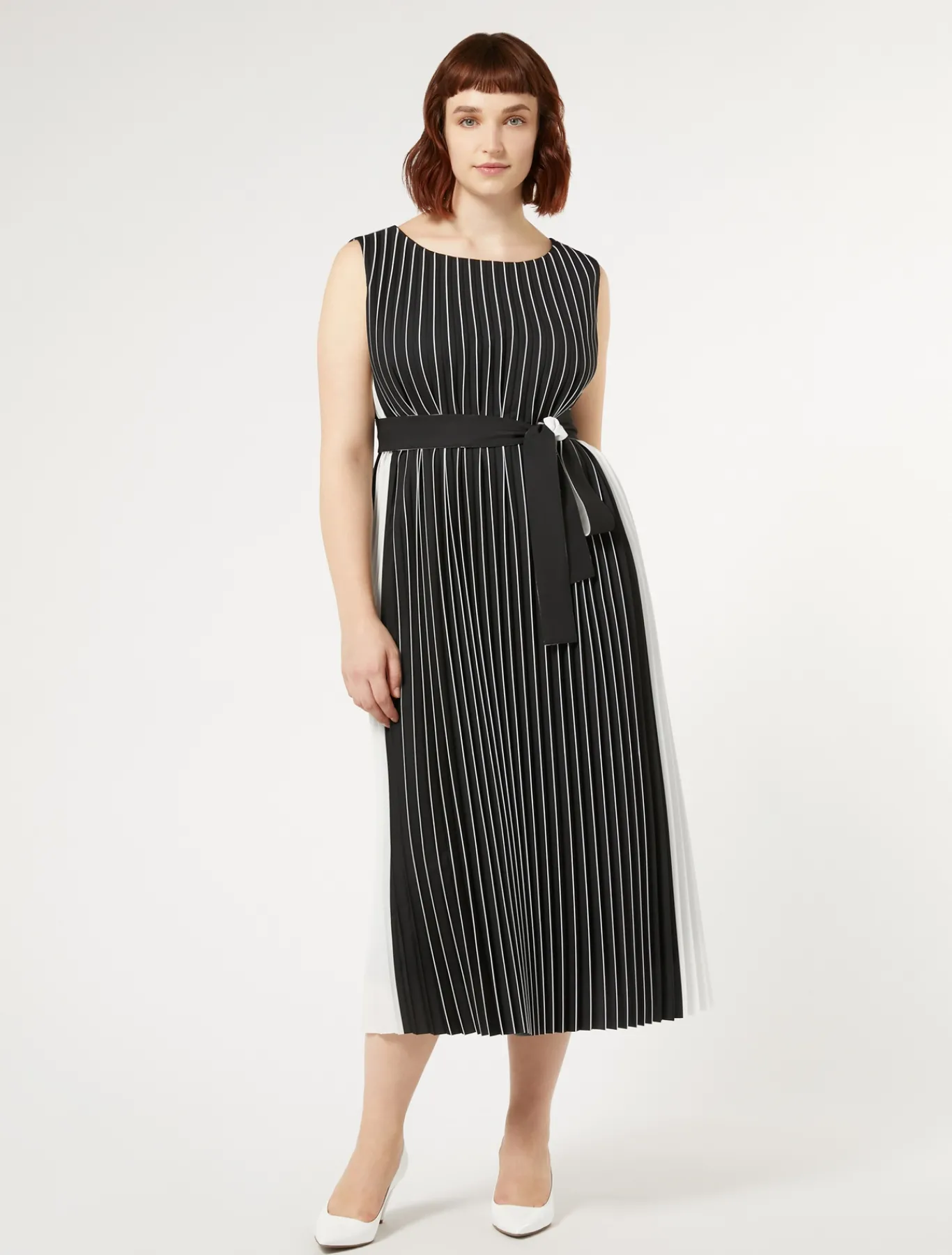 Marina Rinaldi Robe longue plissée soleil NOIRBLANC Online