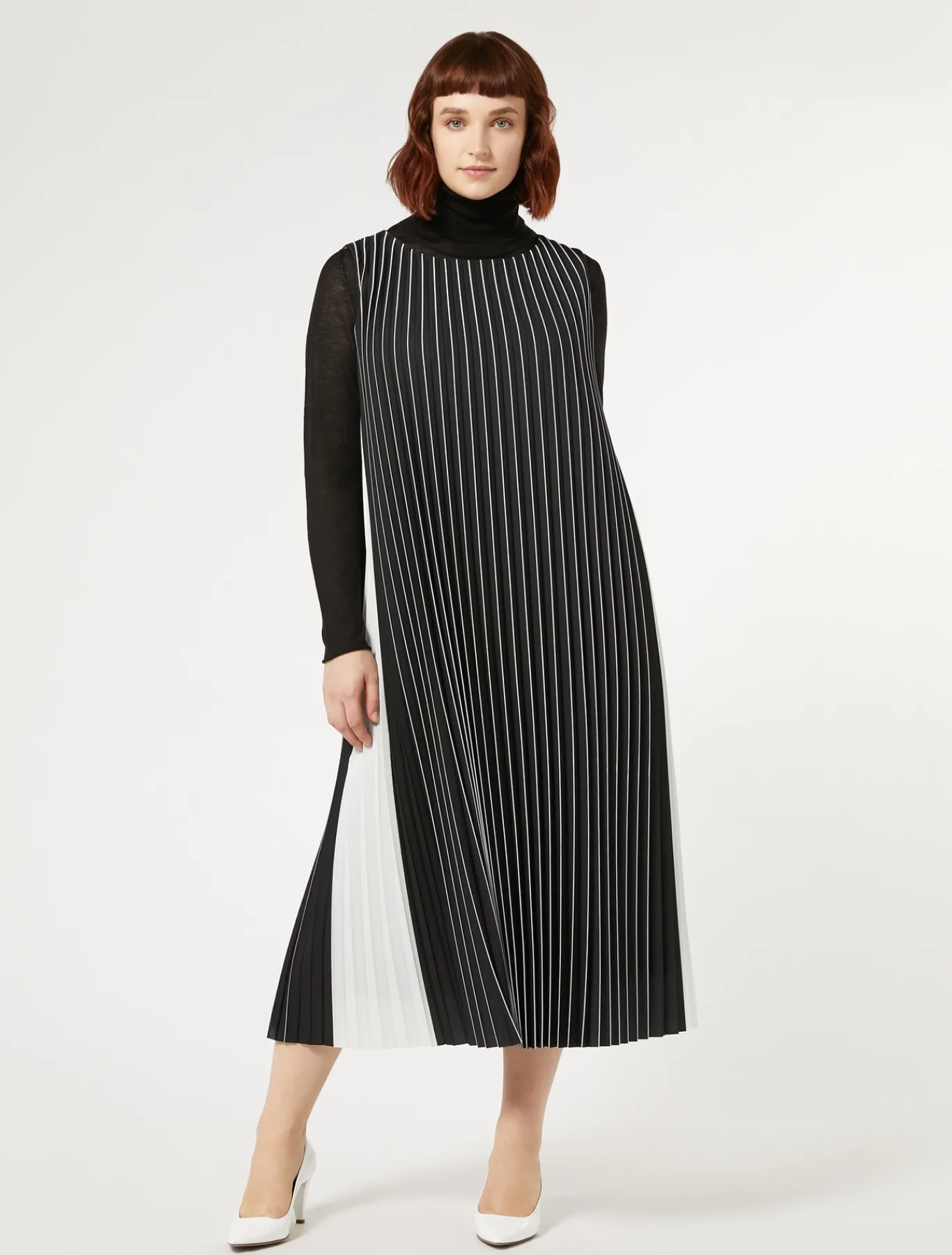 Marina Rinaldi Robe longue plissée soleil NOIRBLANC Online