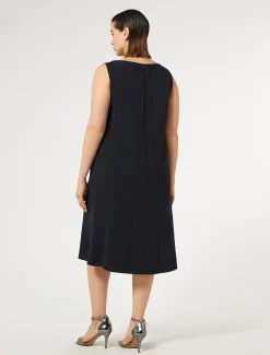 Marina Rinaldi Robe mi-longue en crêpe triacétate BLEUNUIT Discount