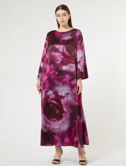 Marina Rinaldi Robe surdimensionnée en satin de soie BORDEAUX Discount