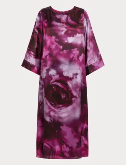 Marina Rinaldi Robe surdimensionnée en satin de soie BORDEAUX Discount