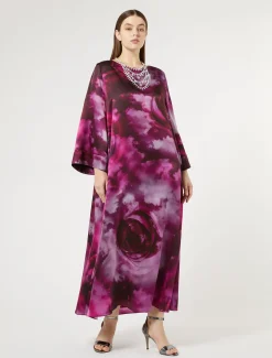 Marina Rinaldi Robe surdimensionnée en satin de soie BORDEAUX Discount