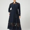Marina Rinaldi Robe-chemise en crêpe avec broderie BLEUNUIT Online