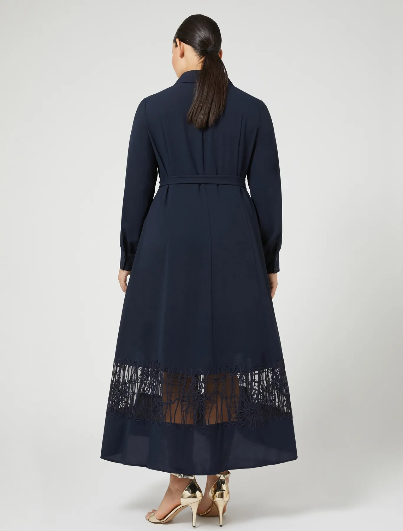 Marina Rinaldi Robe-chemise en crêpe avec broderie BLEUNUIT Online