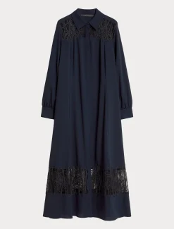 Marina Rinaldi Robe-chemise en crêpe avec broderie BLEUNUIT Online