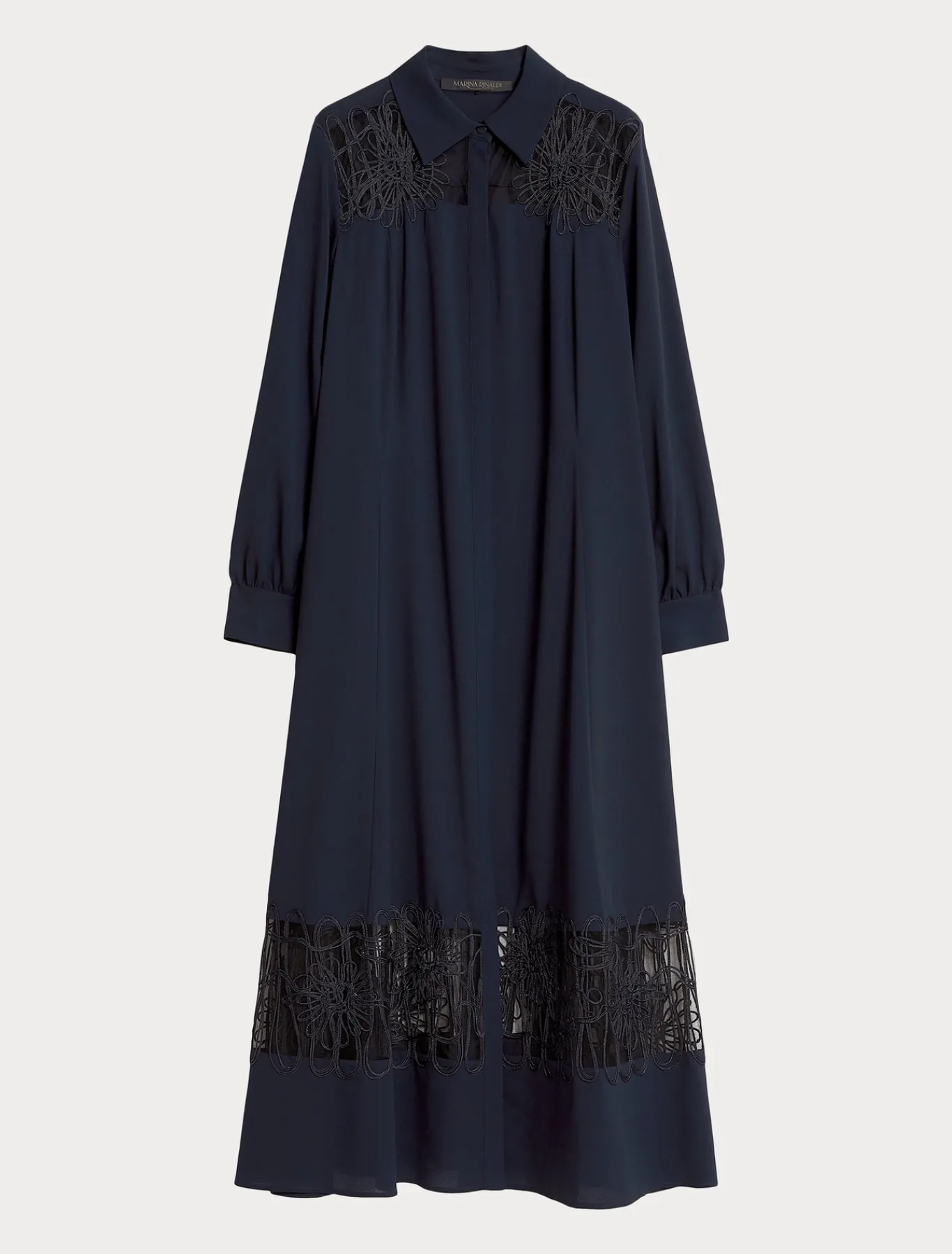 Marina Rinaldi Robe-chemise en crêpe avec broderie BLEUNUIT Online