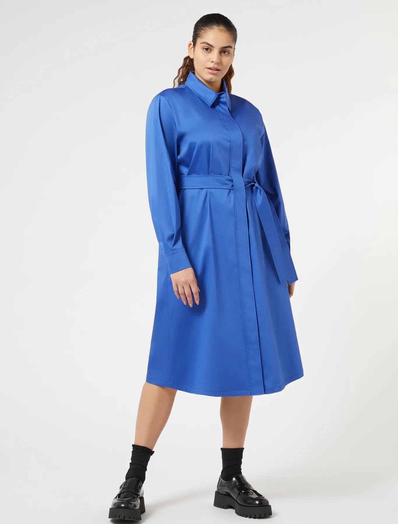 Marina Rinaldi Robe-chemise en satin stretch BLEUDECHINE Online