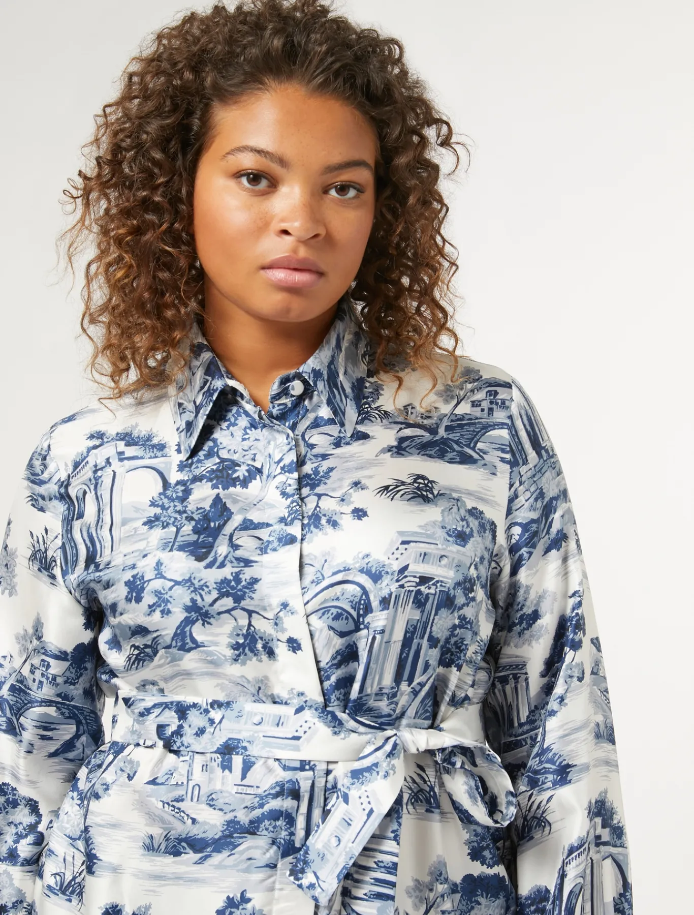 Marina Rinaldi Robe-chemise en sergé BLANCBLEU Clearance