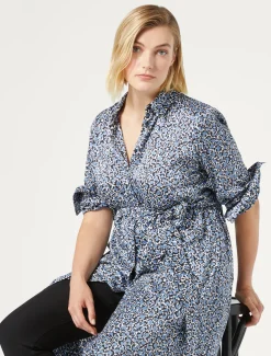 Marina Rinaldi Robe-chemise en sergé AZURE Discount