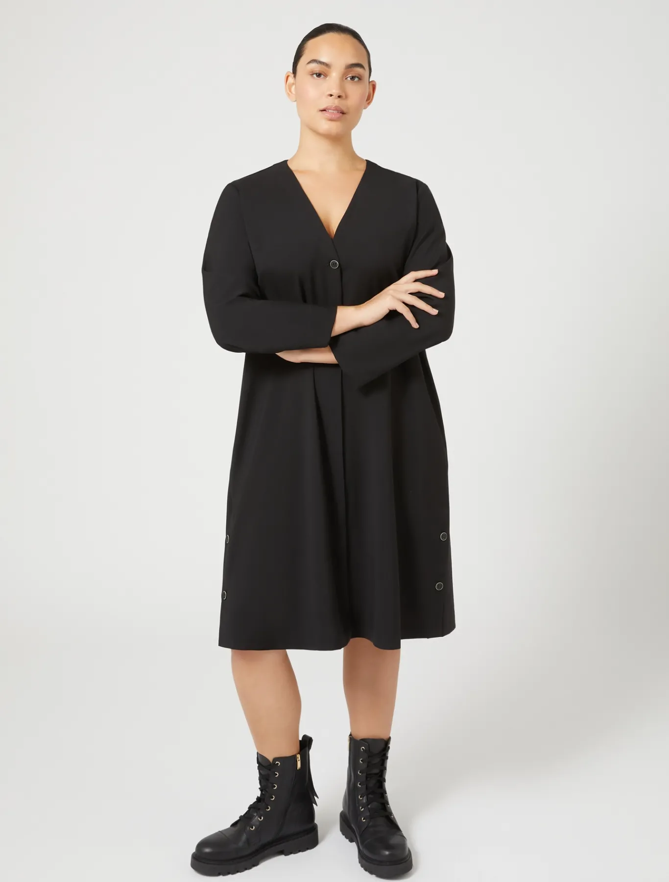 Marina Rinaldi Robe-chemise en toile de pure laine NOIR Best