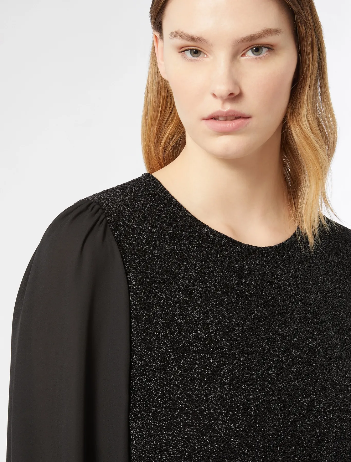 Marina Rinaldi Sweat-shirt en jersey lamé et georgette NOIR Fashion