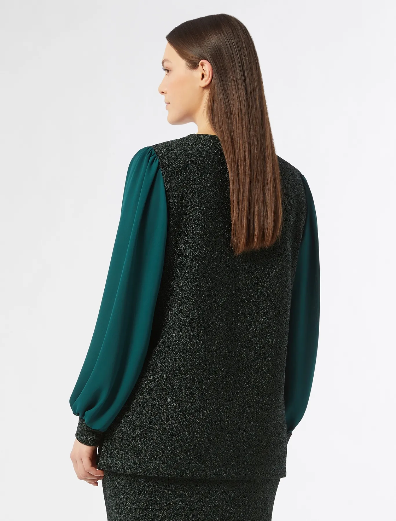 Marina Rinaldi Sweat-shirt en jersey lamé et georgette VERTFONCE' Online