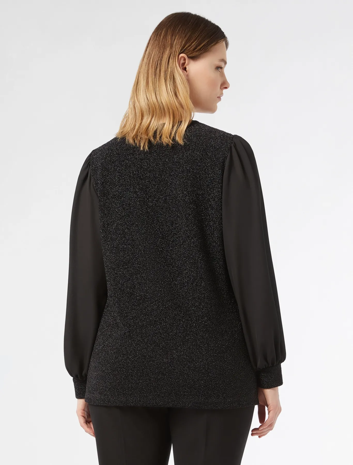 Marina Rinaldi Sweat-shirt en jersey lamé et georgette NOIR Fashion