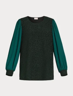 Marina Rinaldi Sweat-shirt en jersey lamé et georgette VERTFONCE' Online