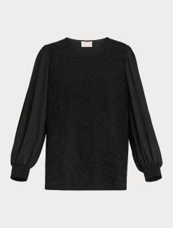 Marina Rinaldi Sweat-shirt en jersey lamé et georgette NOIR Fashion